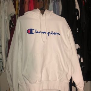 Champion white hoodie with front pocket